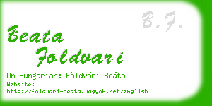 beata foldvari business card