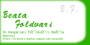 beata foldvari business card